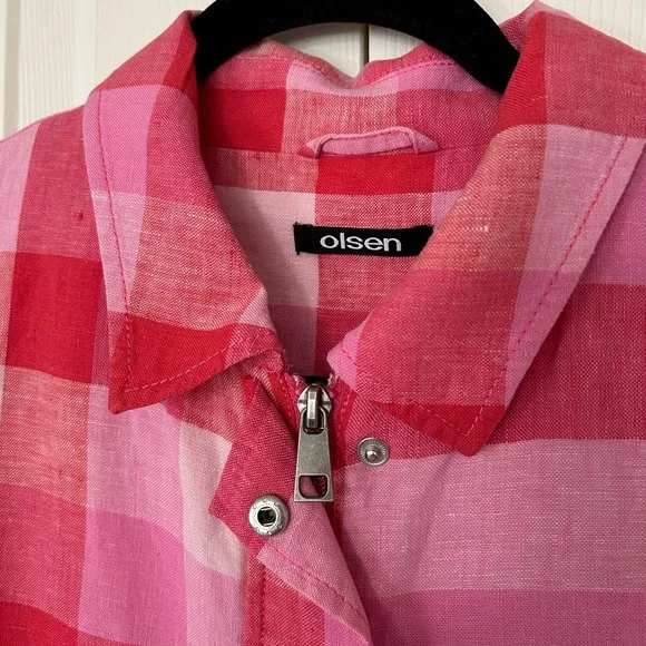 Olsen Plaid Pink and Red Jacket - Picture 4 of 6